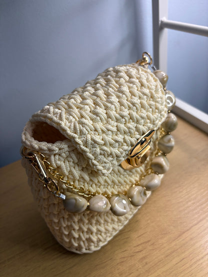Off White Clutch Handbag, Crochet Handbag,  clutch