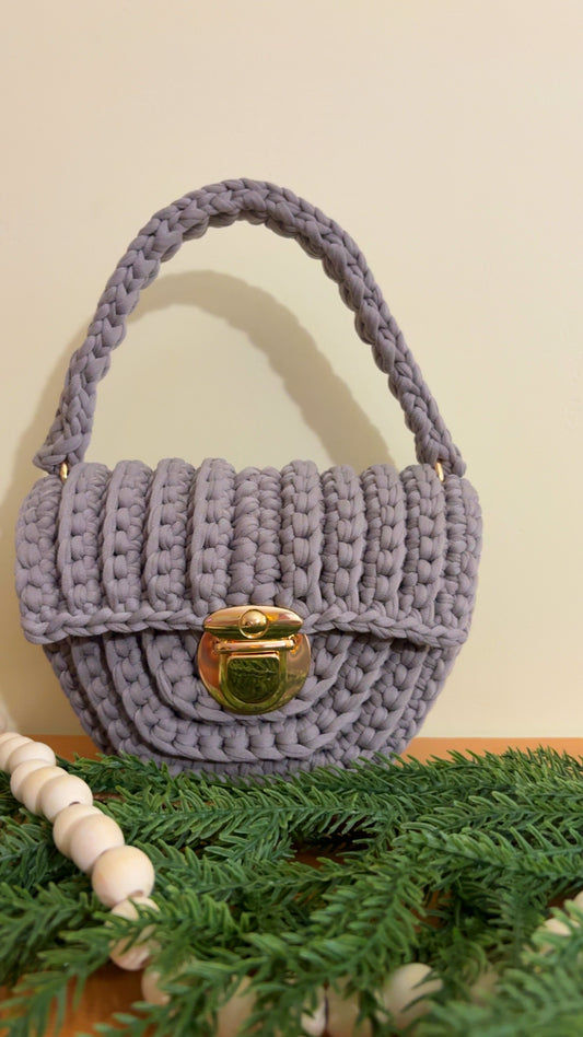 Grey Clutch Handbag, Crochet Handbag, Grey clutch
