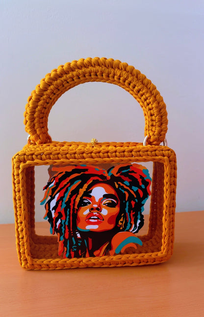 Custom Yellow Mustard Clutch Handbag, Crochet Handbag, Mustard clutch