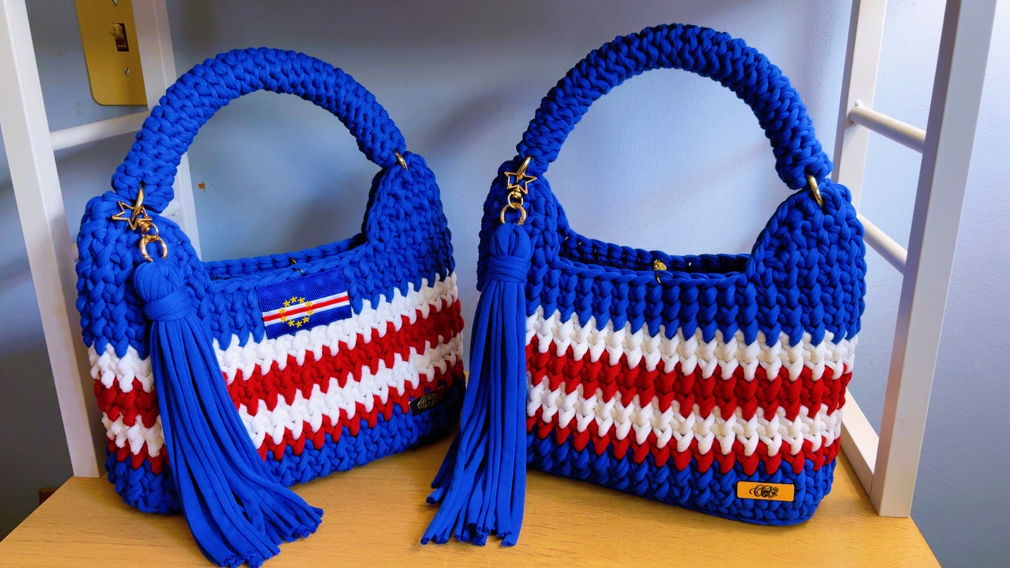 Cape Verde Handbag, Custom Crochet Handbag, Blue Bag