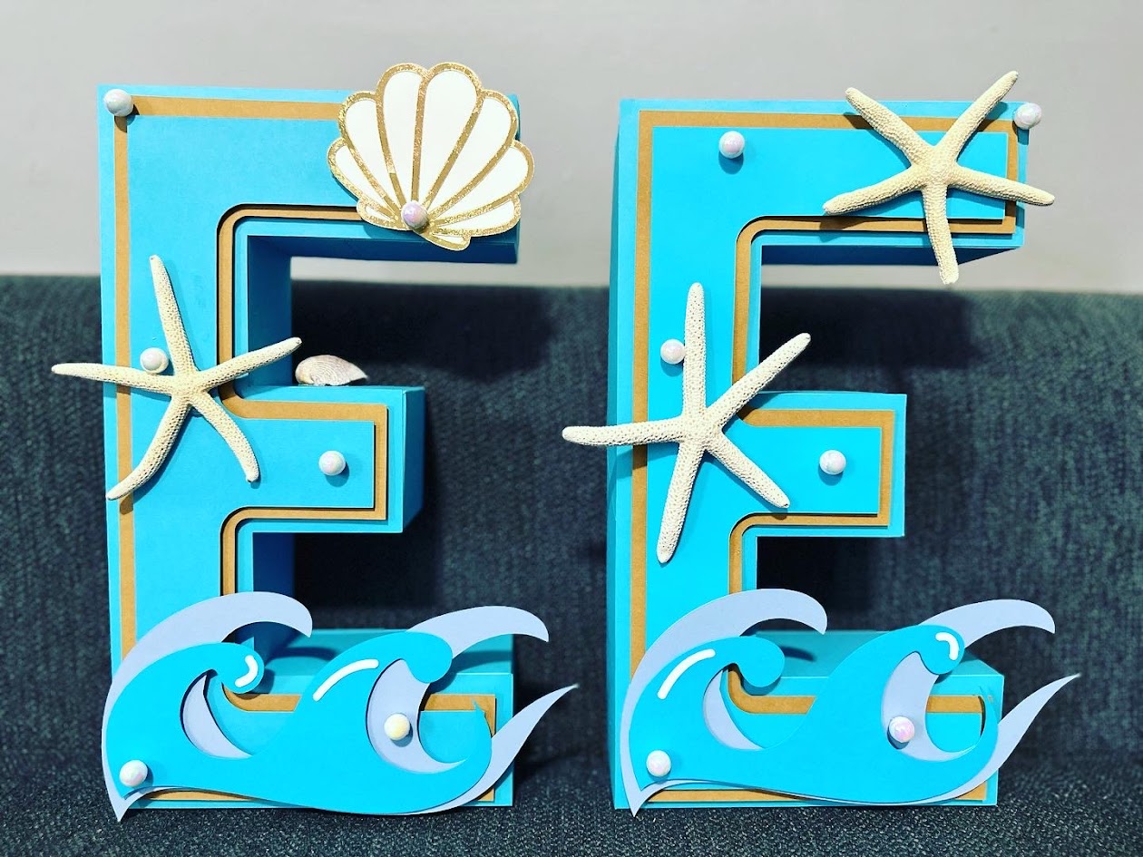 3D Beach Customized Letter, 3D Customized Letter , Cardstock Letter