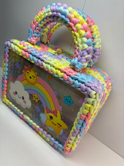 Custom Rainbow Unicorn Handbag, Kids Crochet Handbag, Unicorn Bag c