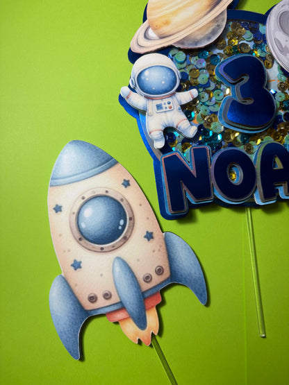 Spaceship Cake Topper, Rocketship cake topper, Unicorn cake decor