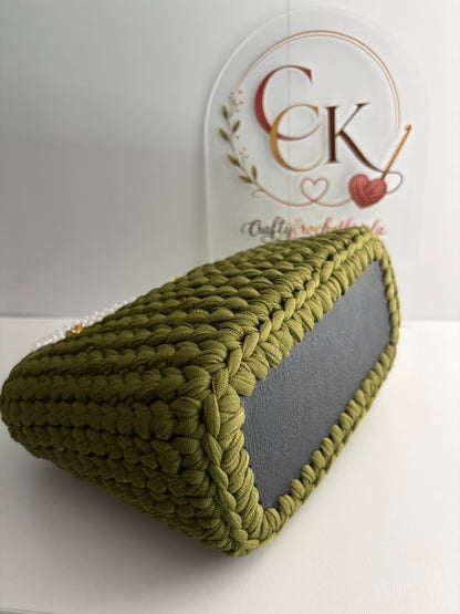 Military Green Handbag, Crochet Handbag, Green Purse