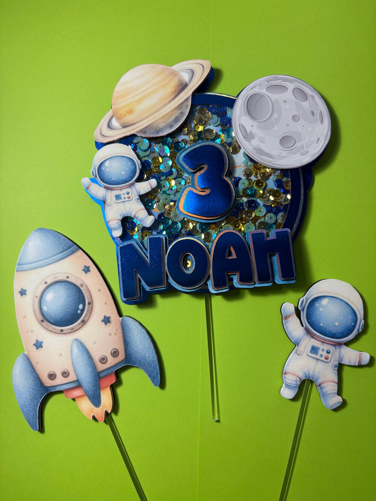 Spaceship Cake Topper, Rocketship cake topper, Unicorn cake decor
