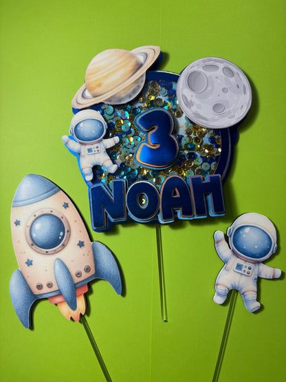 Spaceship Cake Topper, Rocketship cake topper, Unicorn cake decor