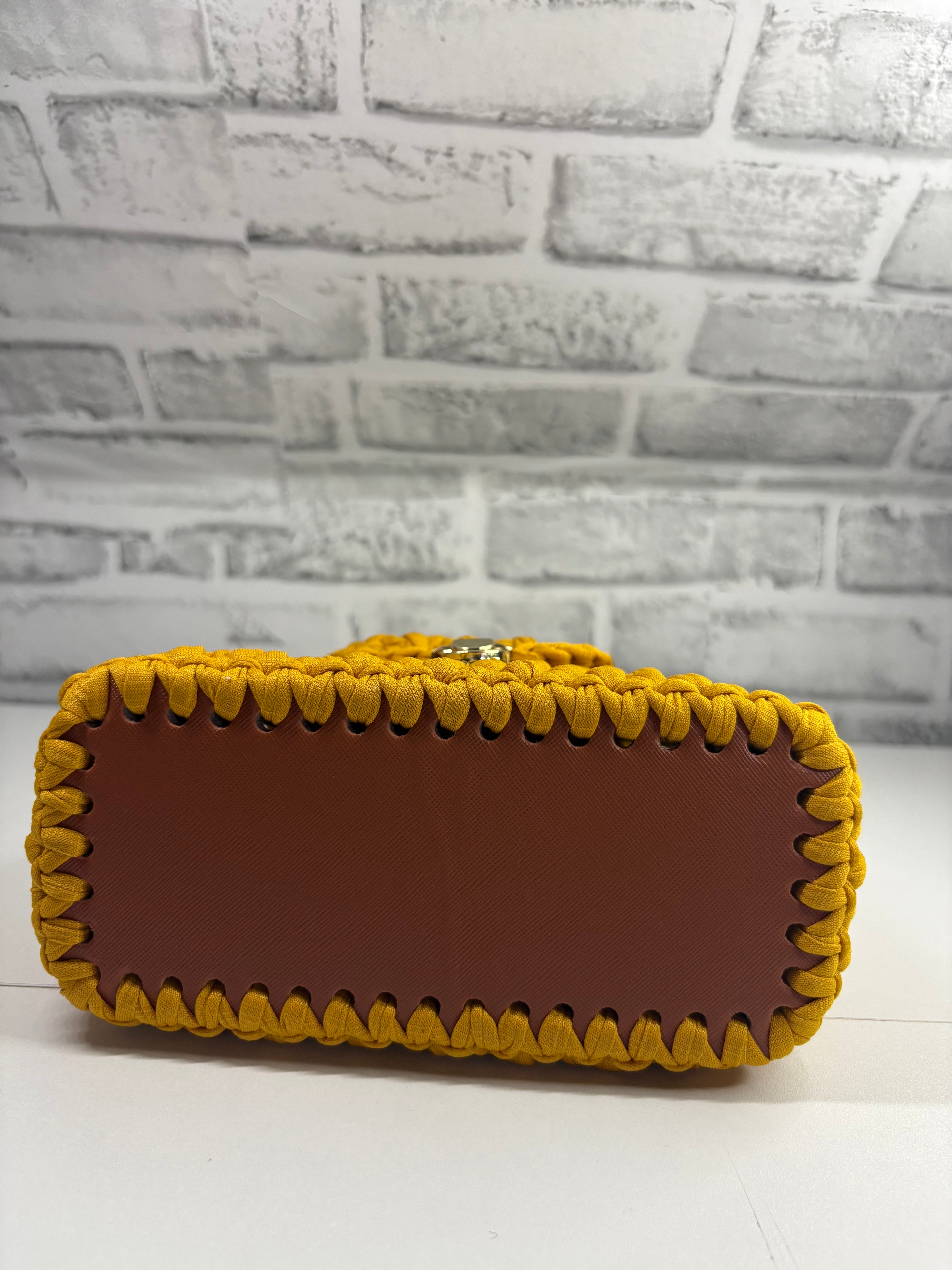 Yellow Clutch Handbag, Crochet Handbag, Yellow Msutard clutch