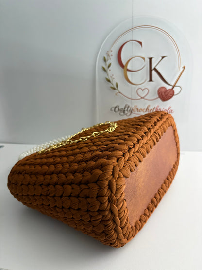 Brown Handbag, Crochet Handbag, Brown Purse
