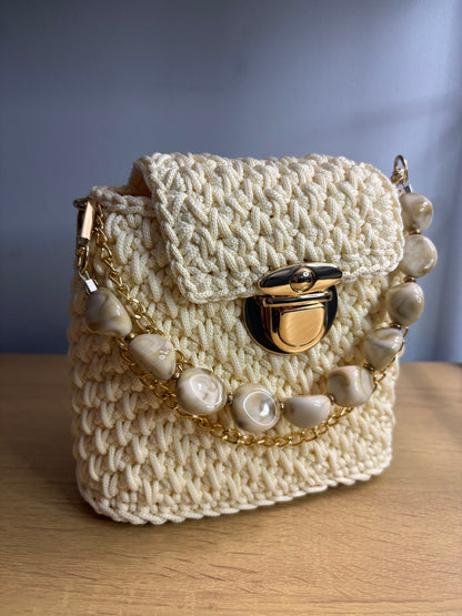 Off White Clutch Handbag, Crochet Handbag,  clutch