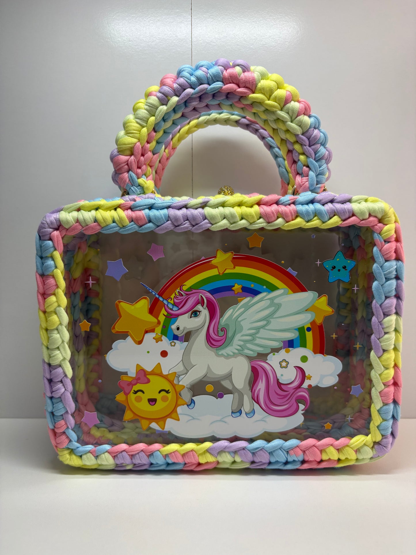 Custom Rainbow Unicorn Handbag, Kids Crochet Handbag, Unicorn Bag c