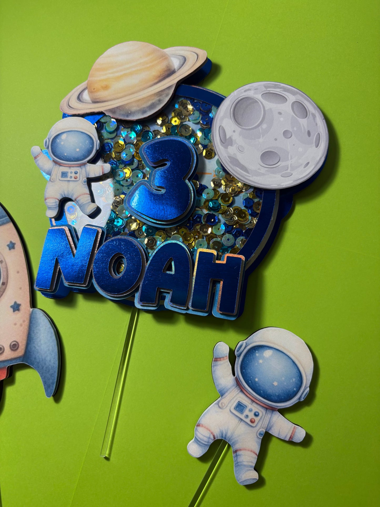 Spaceship Cake Topper, Rocketship cake topper, Unicorn cake decor