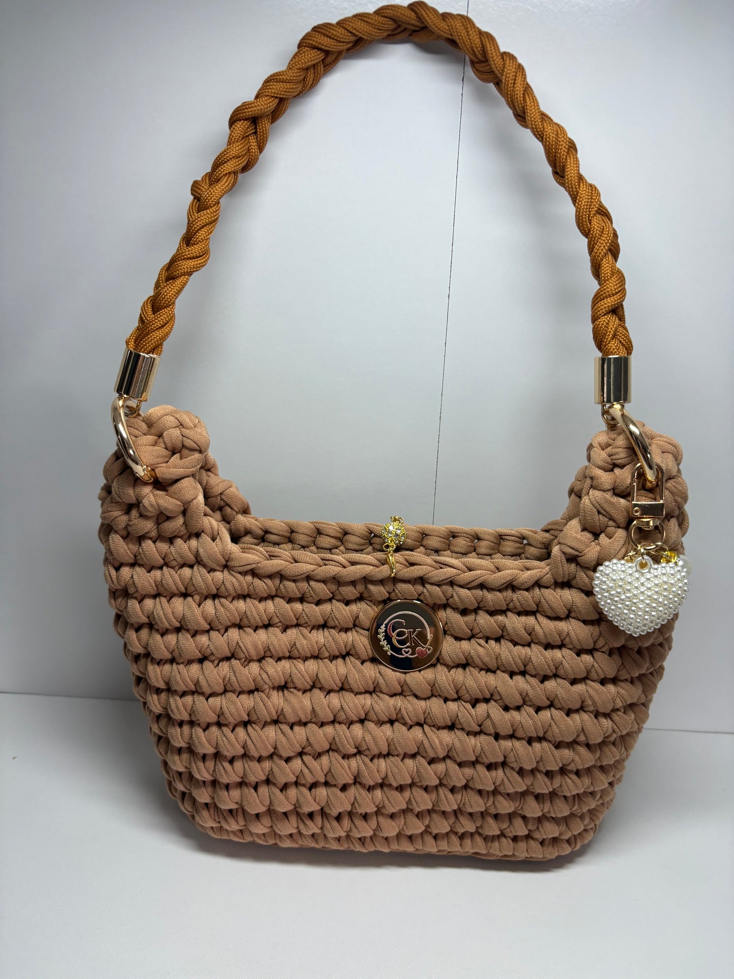 Brown Handbag, Crochet Handbag, Brown  Purse