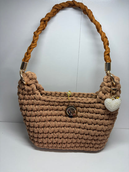 Brown Handbag, Crochet Handbag, Brown  Purse