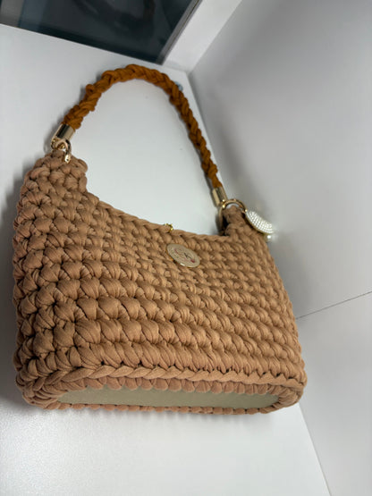 Brown Handbag, Crochet Handbag, Brown  Purse