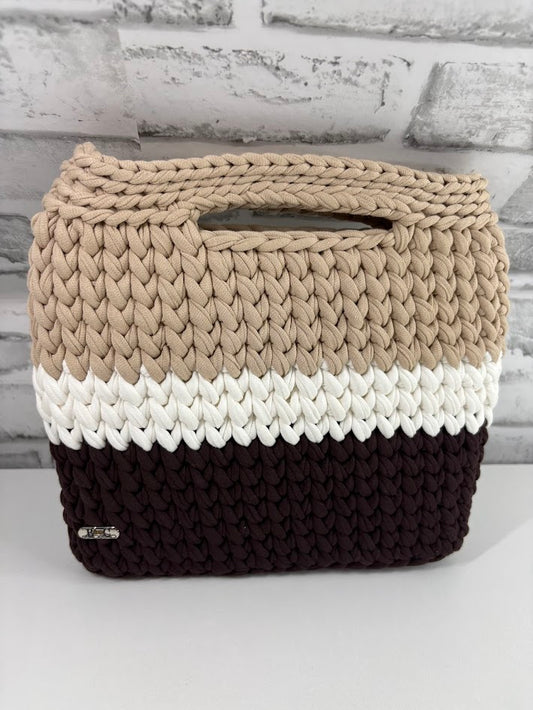 Brown Handbag, Crochet Handbag, Brown clutch bag