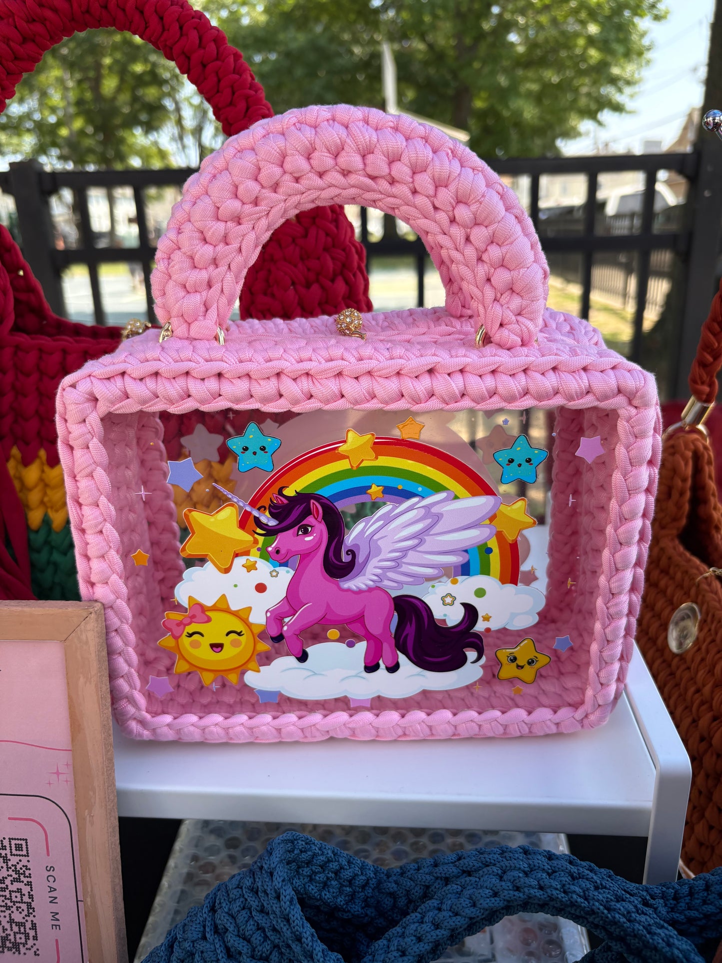Custom Pink Unicorn Handbag, Kids Crochet Handbag, Unicorn Bag