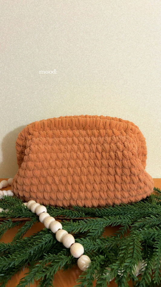 Brown Clutch Handbag, Crochet Handbag, Grey clutch