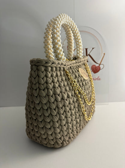 Sand  Handbag, Crochet Handbag, Beige Purse
