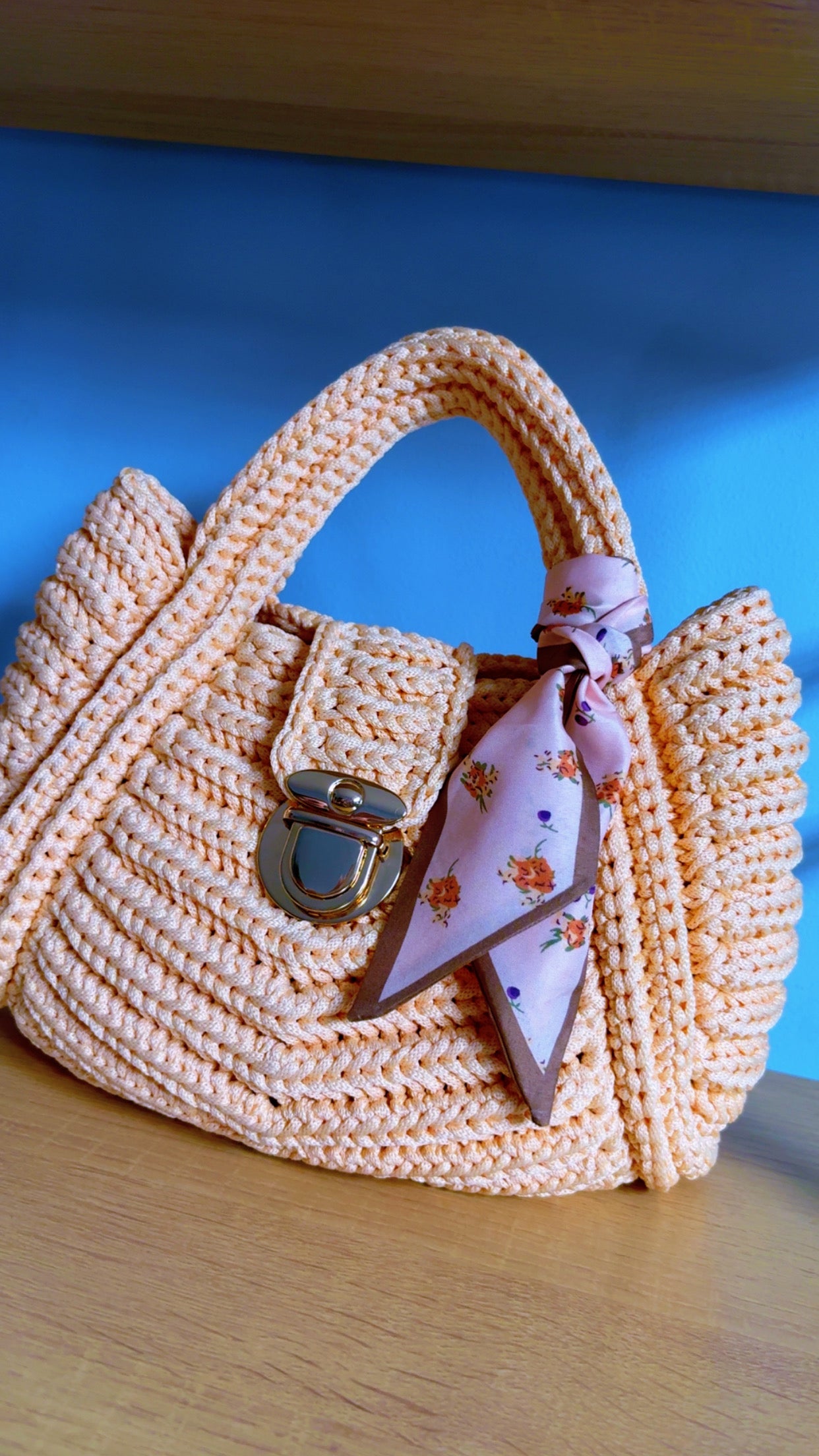 Beige  Handbag, Crochet Handbag, Beige Bag