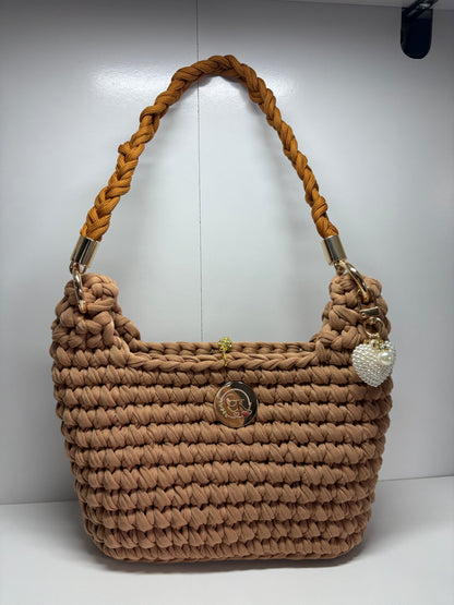 Brown Handbag, Crochet Handbag, Brown  Purse