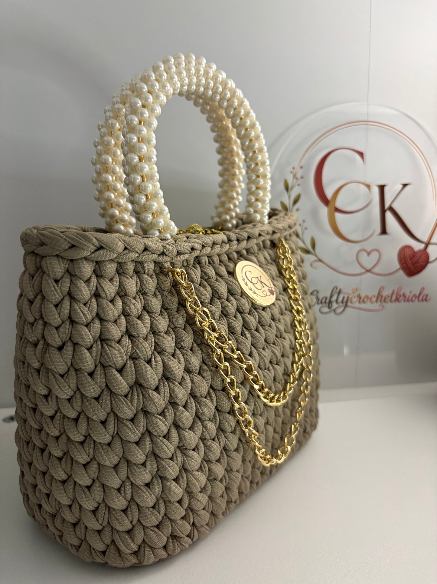 Sand  Handbag, Crochet Handbag, Beige Purse