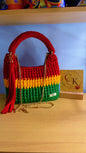 African Handbag, Crochet Handbag, Green, Red & Yellow Bag