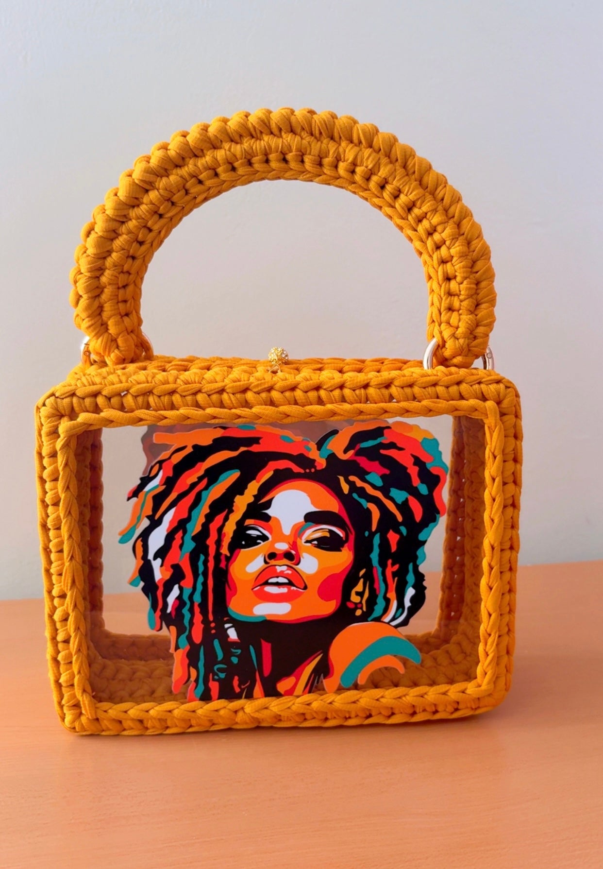 Custom Yellow Mustard Clutch Handbag, Crochet Handbag, Mustard clutch