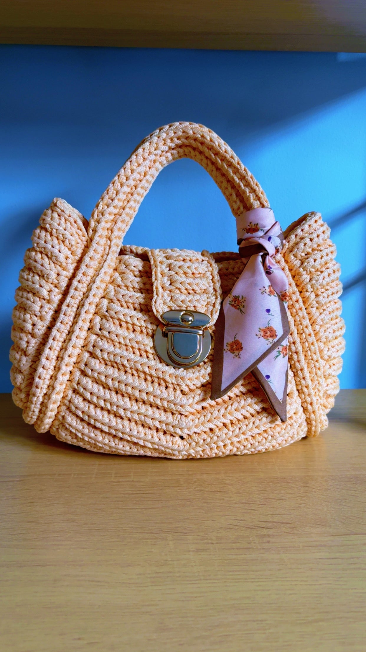 Beige  Handbag, Crochet Handbag, Beige Bag