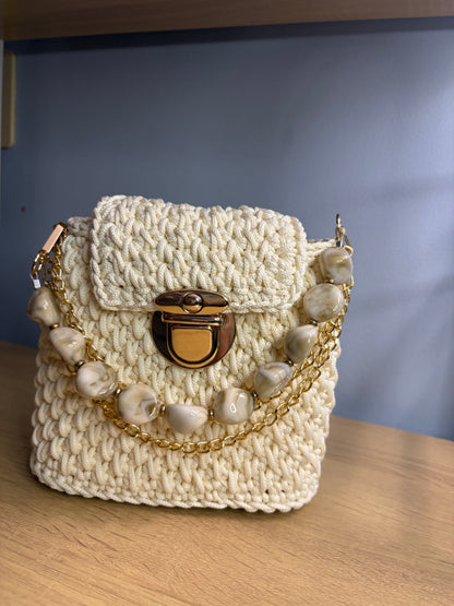 Off White Clutch Handbag, Crochet Handbag,  clutch