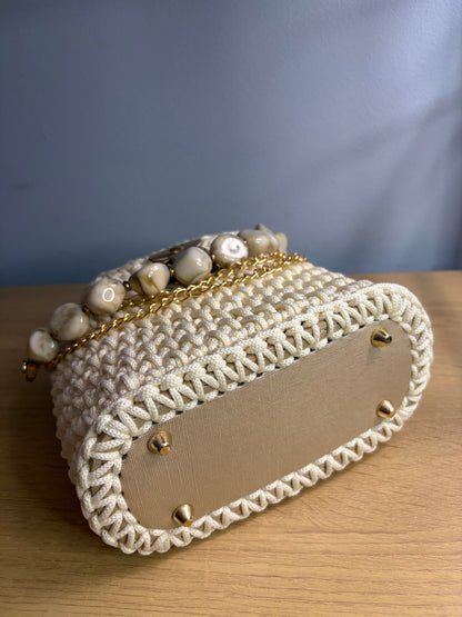 Off White Clutch Handbag, Crochet Handbag,  clutch