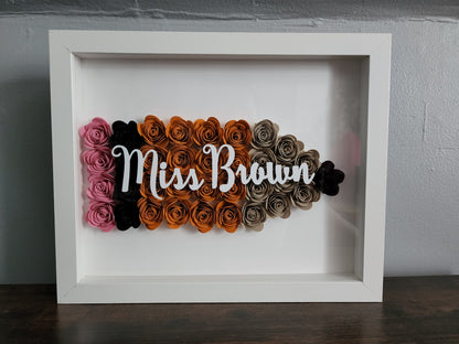 Teacher Customized Flower shadow boxes , Teacher shadow boxes