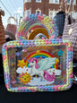 Custom Rainbow Unicorn Handbag, Kids Crochet Handbag, Unicorn Bag c