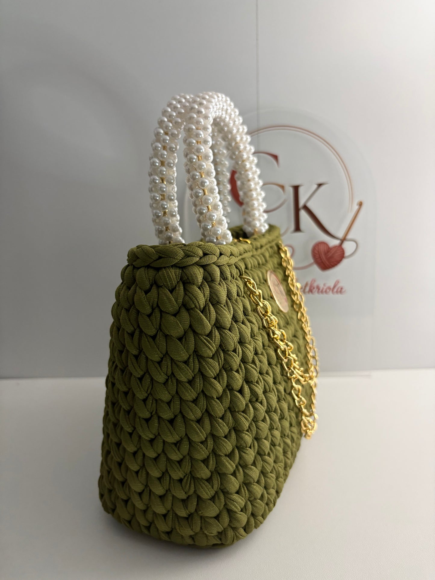 Military Green Handbag, Crochet Handbag, Green Purse