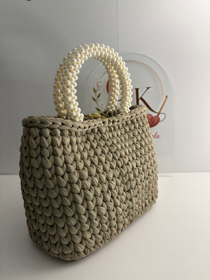 Sand  Handbag, Crochet Handbag, Beige Purse