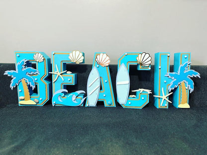 3D Beach Customized Letter, 3D Customized Letter , Cardstock Letter
