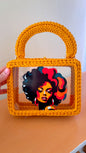 Custom Yellow Mustard Clutch Handbag, Crochet Handbag, Mustard clutch