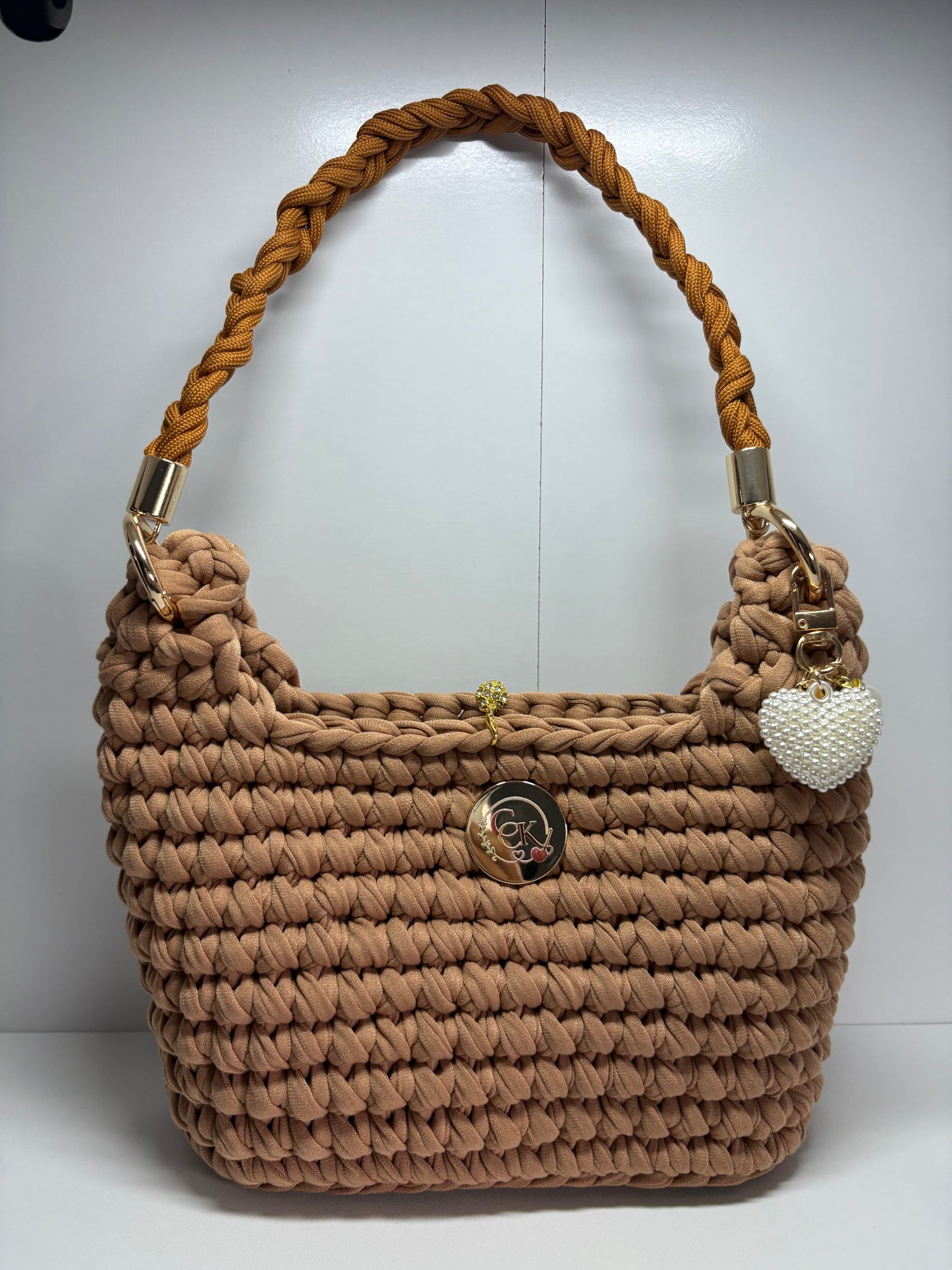 Brown Handbag, Crochet Handbag, Brown  Purse