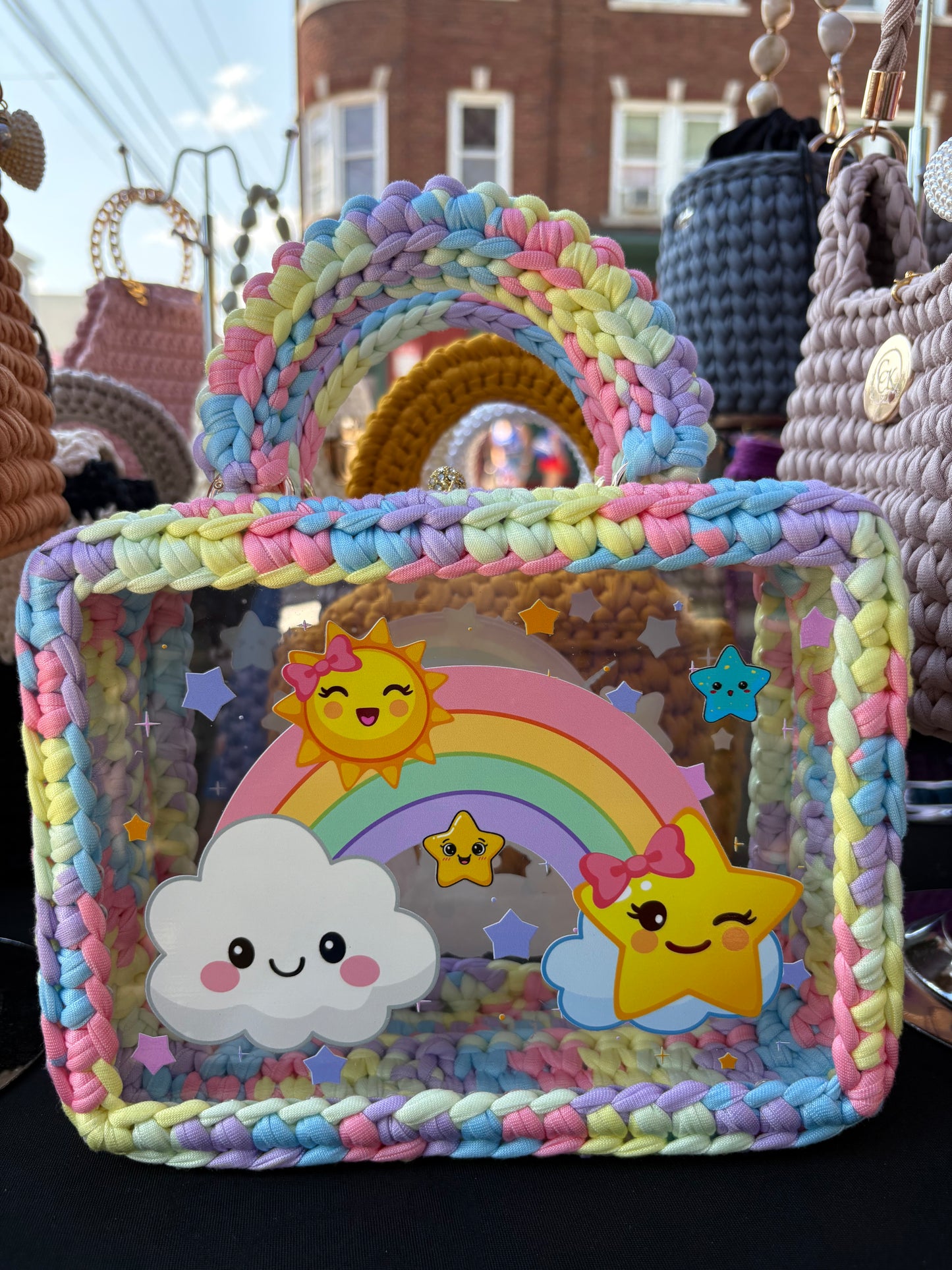 Custom Rainbow Unicorn Handbag, Kids Crochet Handbag, Unicorn Bag c