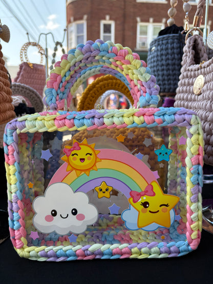 Custom Rainbow Unicorn Handbag, Kids Crochet Handbag, Unicorn Bag c