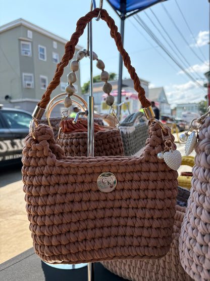 Brown Handbag, Crochet Handbag, Brown  Purse