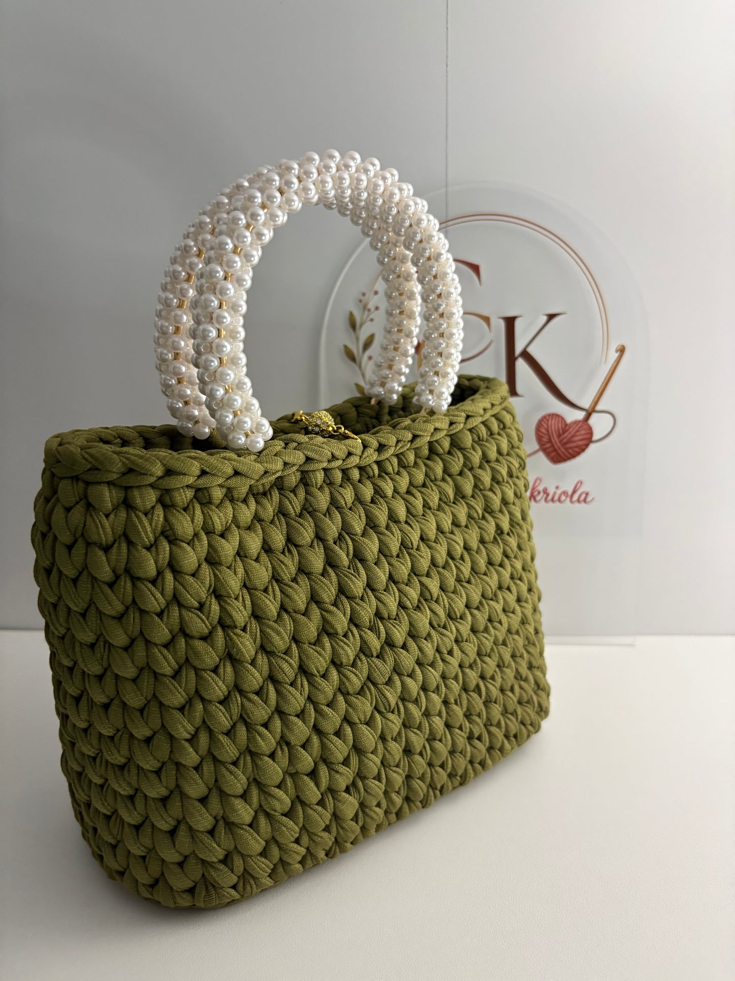 Military Green Handbag, Crochet Handbag, Green Purse