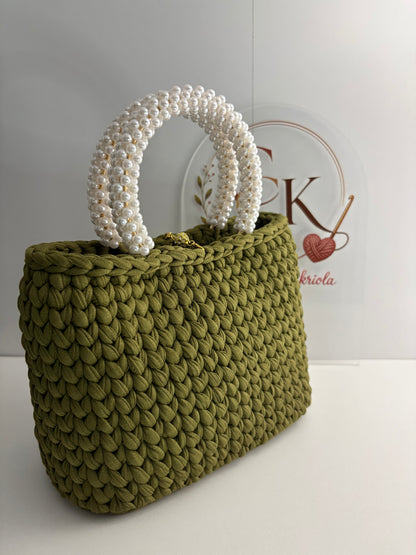 Military Green Handbag, Crochet Handbag, Green Purse
