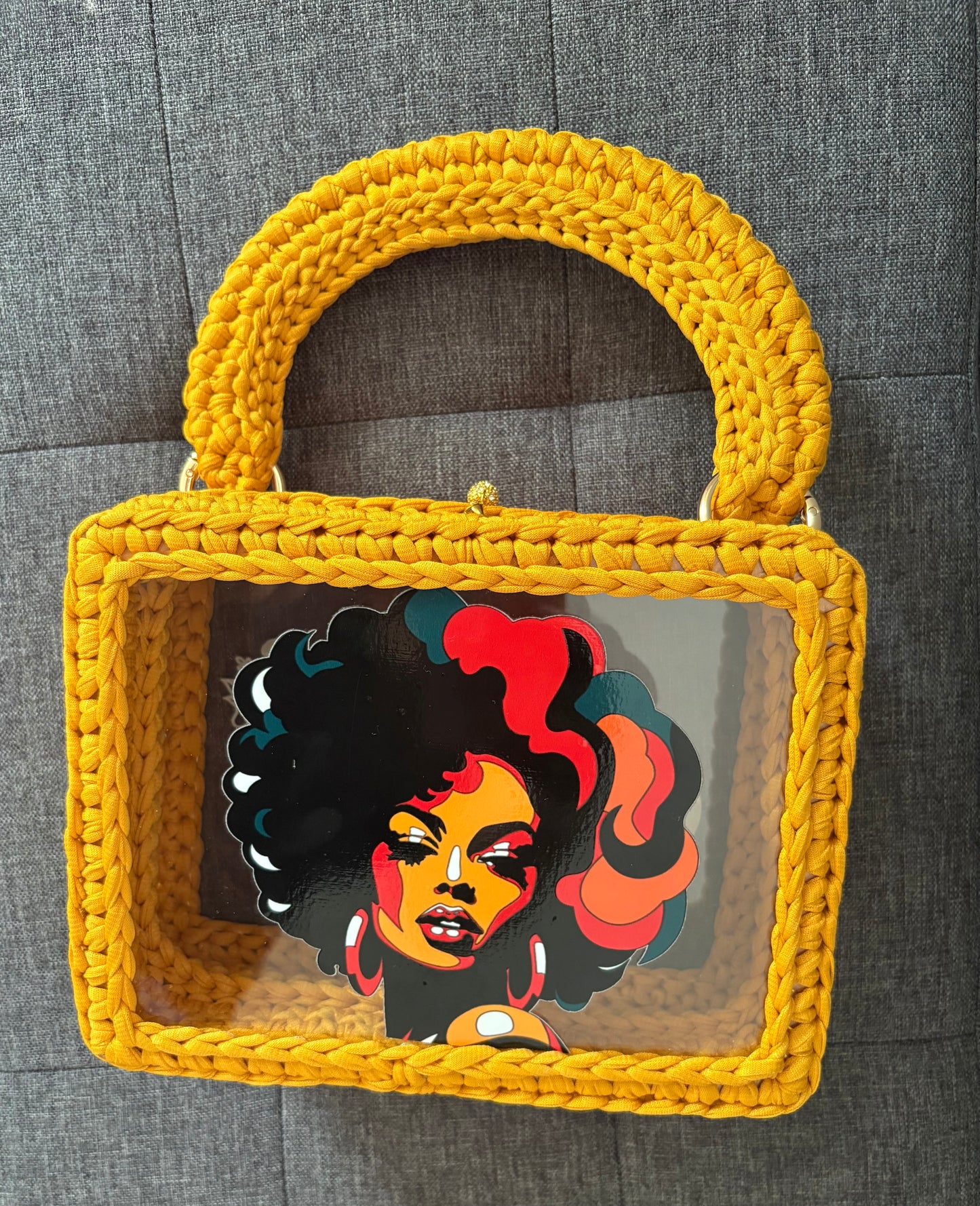 Custom Yellow Mustard Clutch Handbag, Crochet Handbag, Mustard clutch