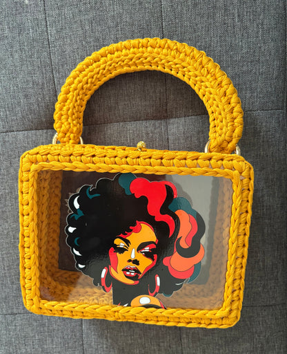 Custom Yellow Mustard Clutch Handbag, Crochet Handbag, Mustard clutch