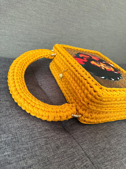 Custom Yellow Mustard Clutch Handbag, Crochet Handbag, Mustard clutch