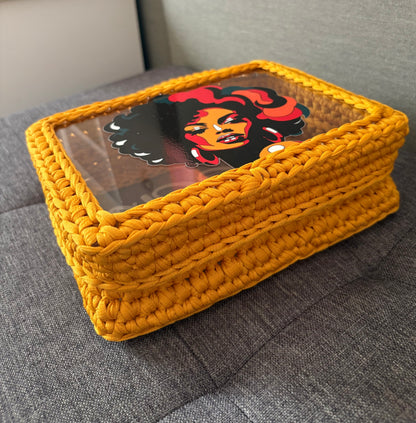 Custom Yellow Mustard Clutch Handbag, Crochet Handbag, Mustard clutch