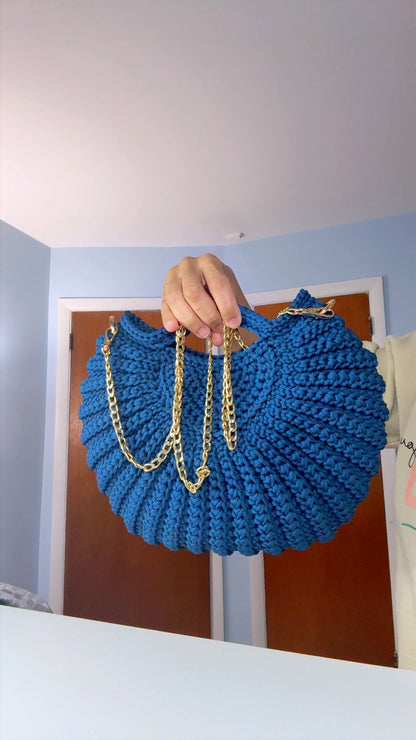 Blue Handbag, Crochet Handbag, Blue Bag