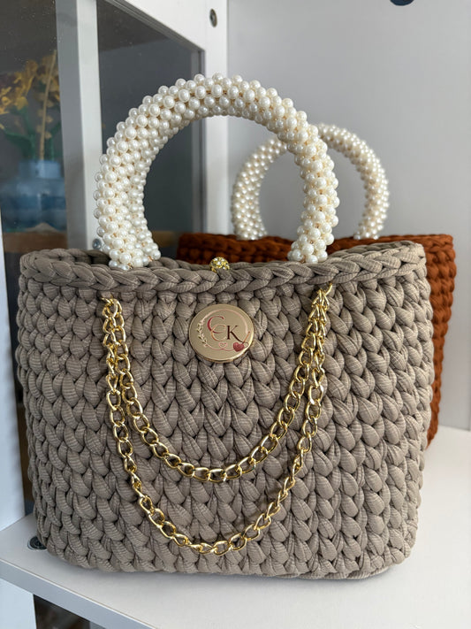 Sand  Handbag, Crochet Handbag, Beige Purse