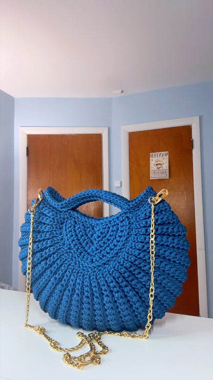 Blue Handbag, Crochet Handbag, Blue Bag