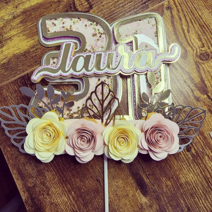 Flower Cake Topper, Flower Shaker cake decor, Flower Topper